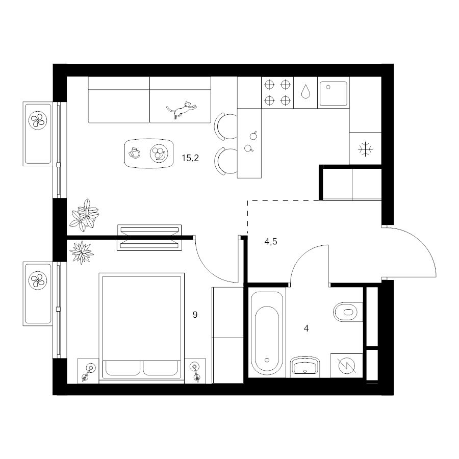 2 ккв (Евро) 32,7 м²