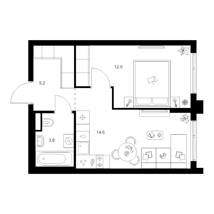 1 ккв 36,1 м²