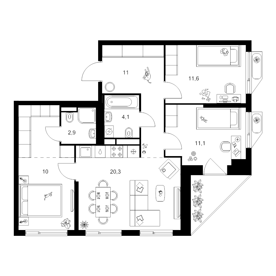 4 ккв (Евро) 79,1 м²