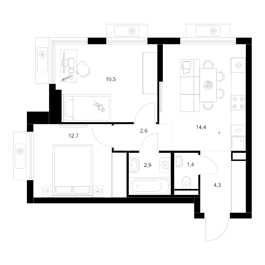 2 ккв 48,8 м²