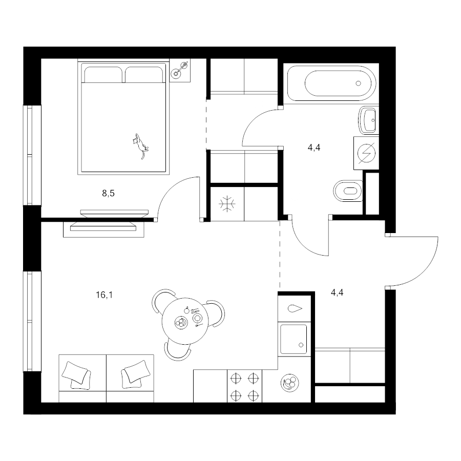 2 ккв (Евро) 36,2 м²