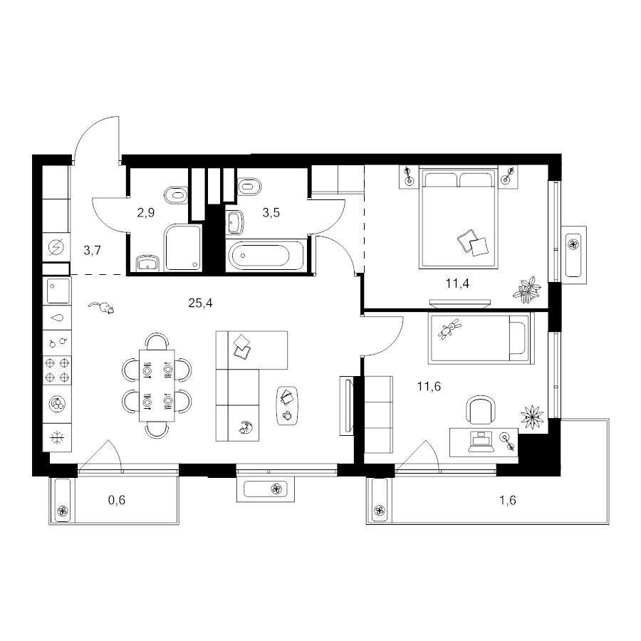3 ккв (Евро) 63,2 м²