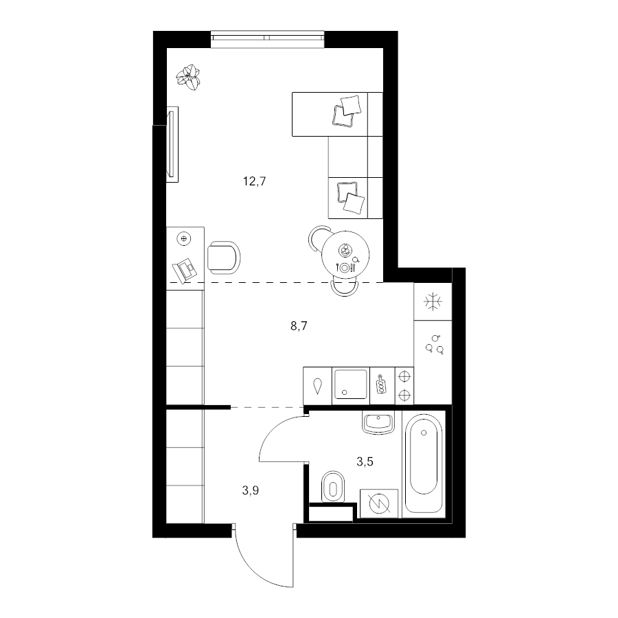 Студия 28,8 м²