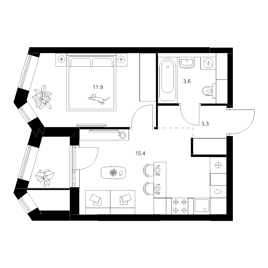 2 ккв (Евро) 35,4 м²