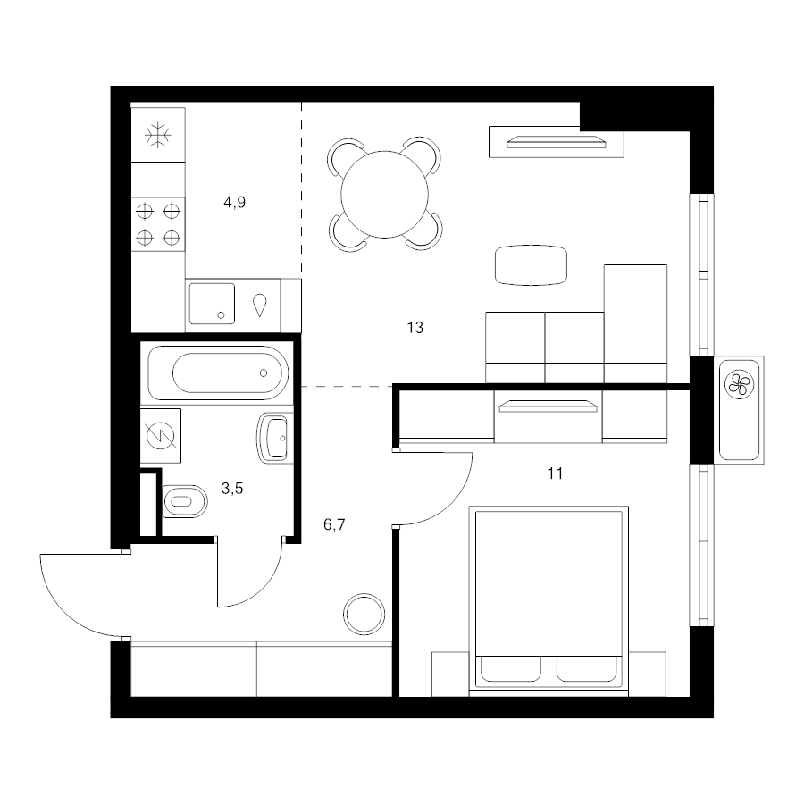 2 ккв (Евро) 39,1 м²