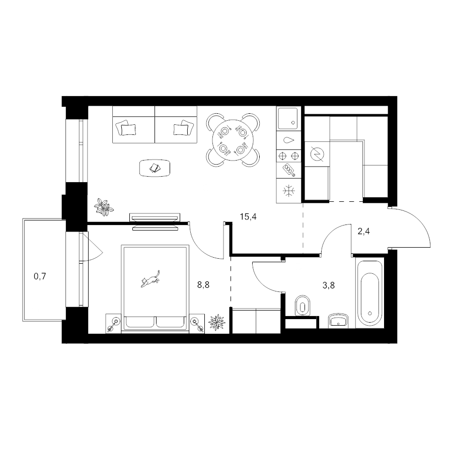 2 ккв (Евро) 37,7 м²