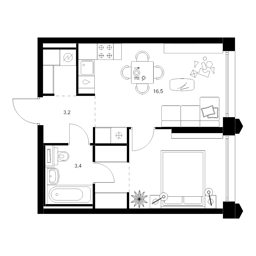 2 ккв (Евро) 37,7 м²