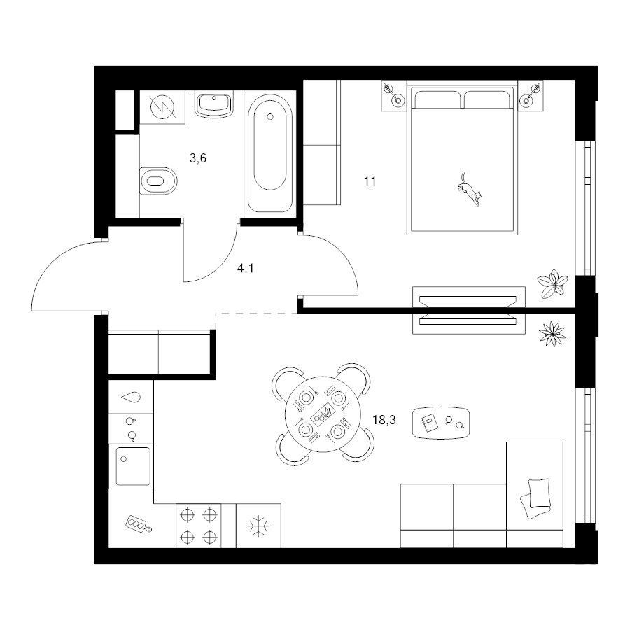 2 ккв (Евро) 37 м²