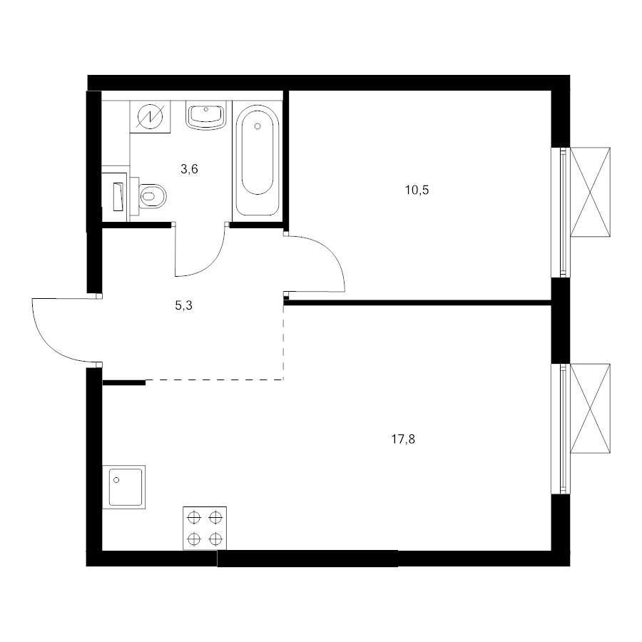 2 ккв (Евро) 37,4 м²