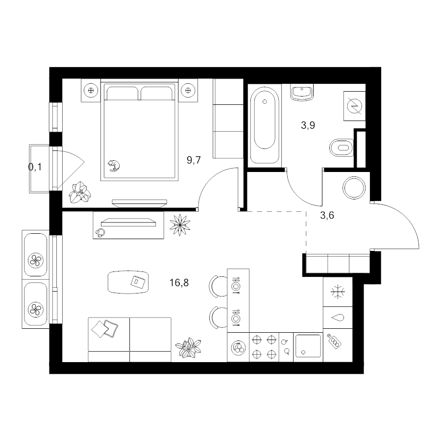 2 ккв (Евро) 34,1 м²