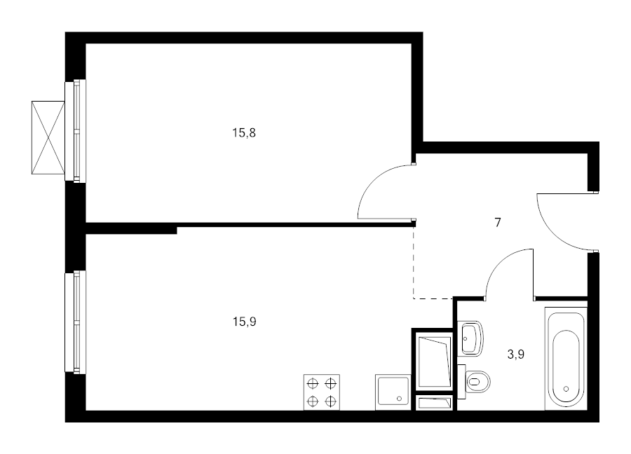 2 ккв (Евро) 42,6 м²