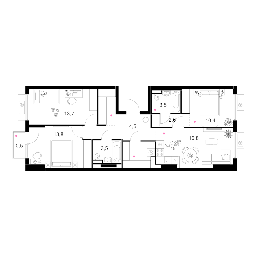 4 ккв (Евро) 80,7 м²
