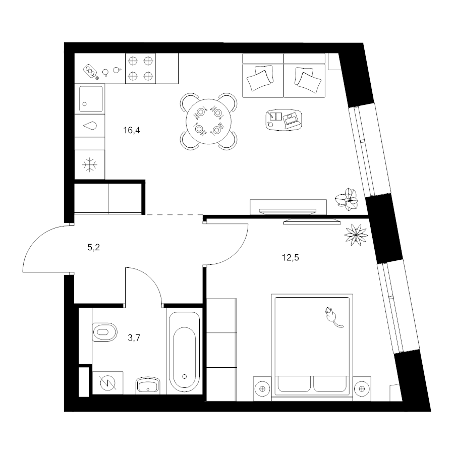 2 ккв (Евро) 37,8 м²