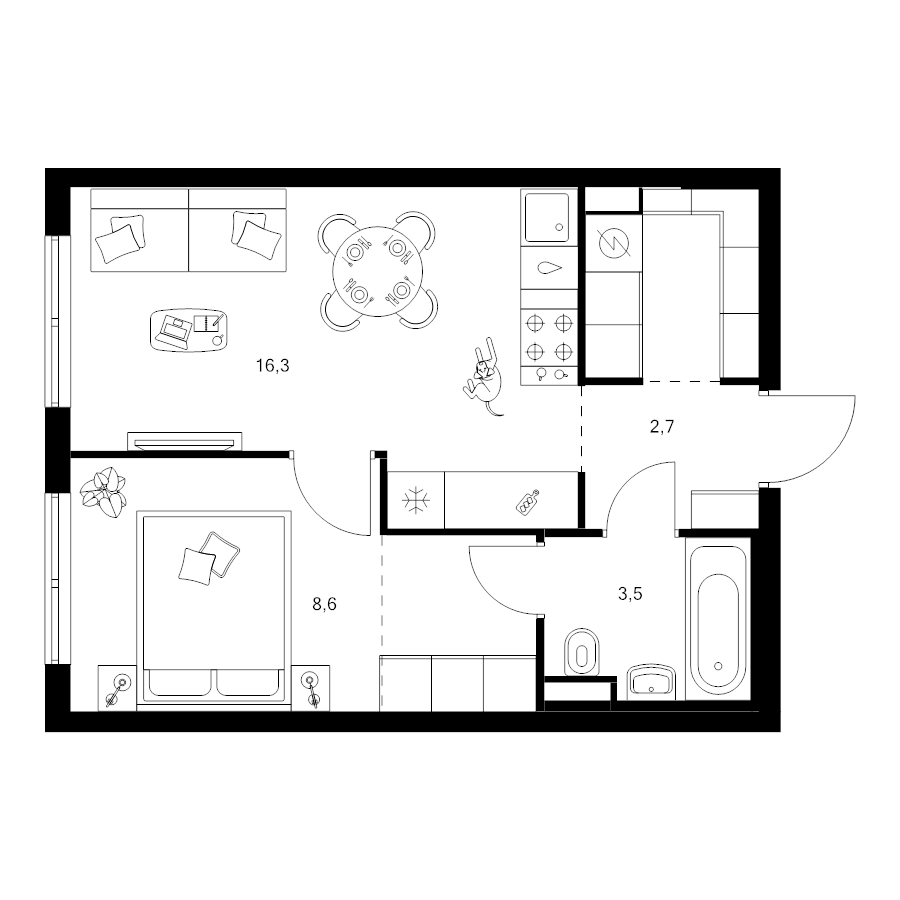 2 ккв (Евро) 37,5 м²