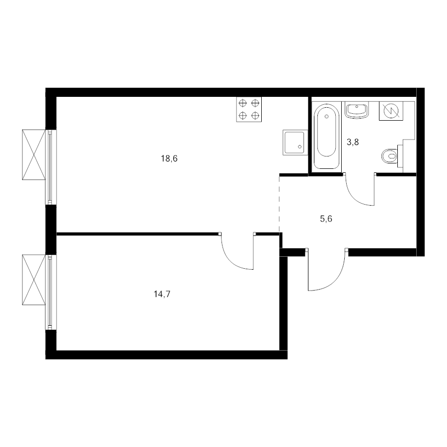 2 ккв (Евро) 41,4 м²