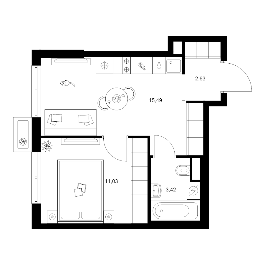 2 ккв (Евро) 32,5 м²