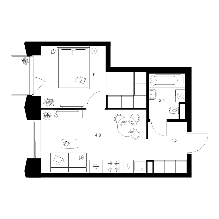 1 ккв 35,3 м²