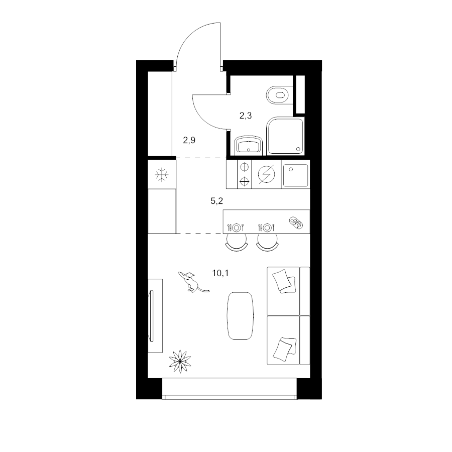 Студия 20,5 м²