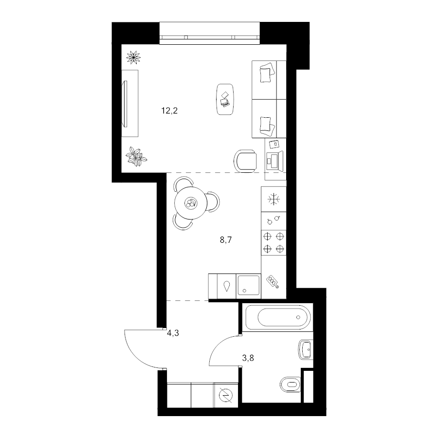 Студия 29 м²
