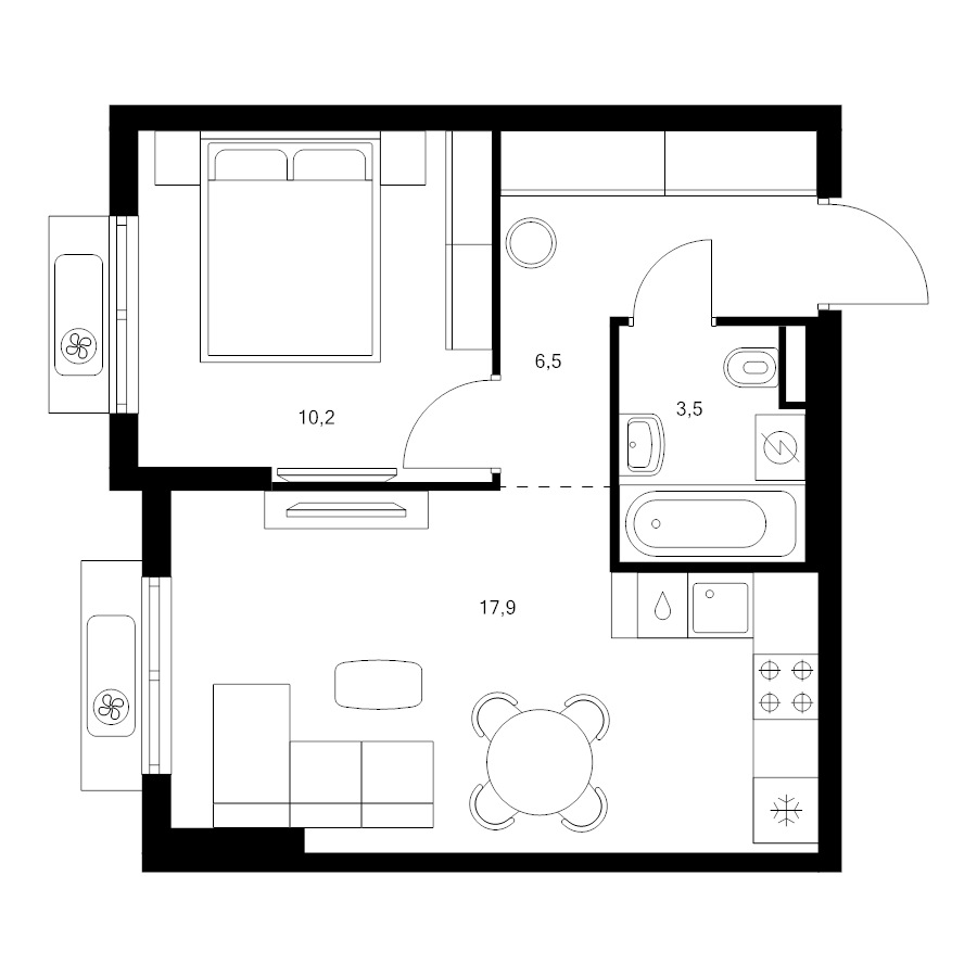 2 ккв (Евро) 38,1 м²