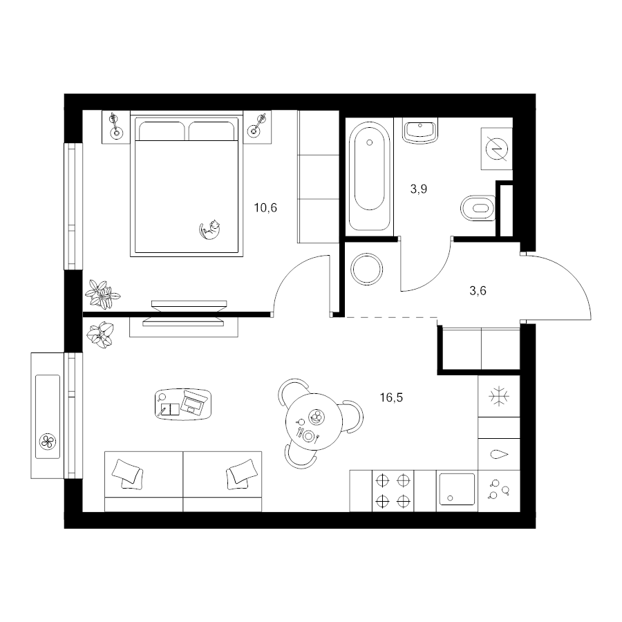 2 ккв (Евро) 34,6 м²