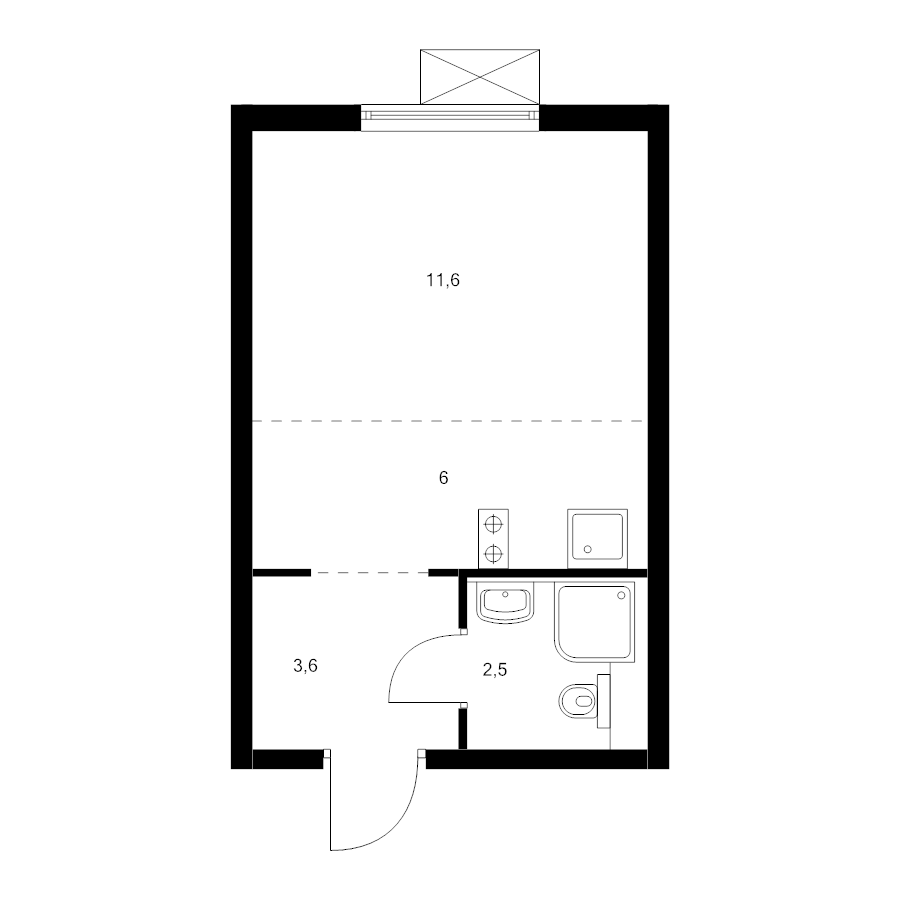 Студия 23,3 м²