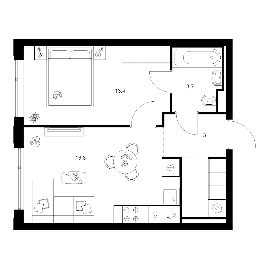 2 ккв (Евро) 39,9 м²
