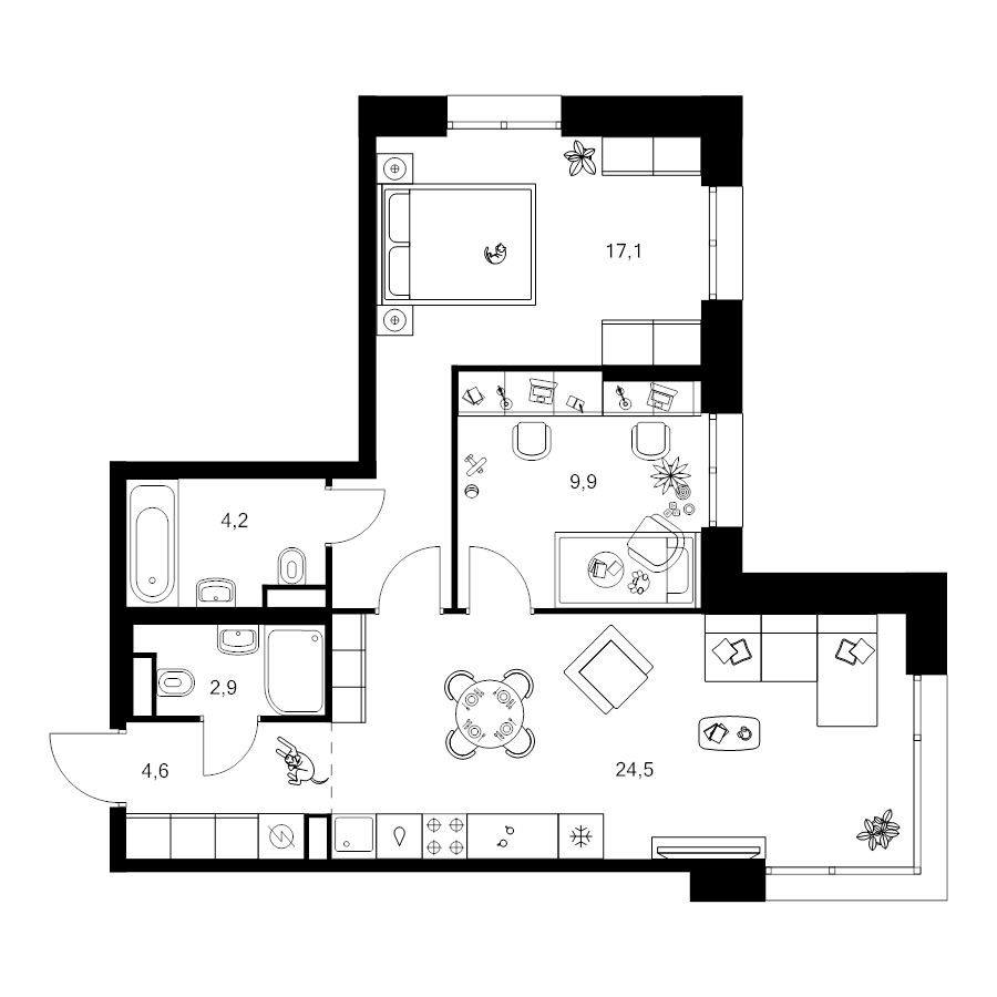 3 ккв (Евро) 63,1 м²