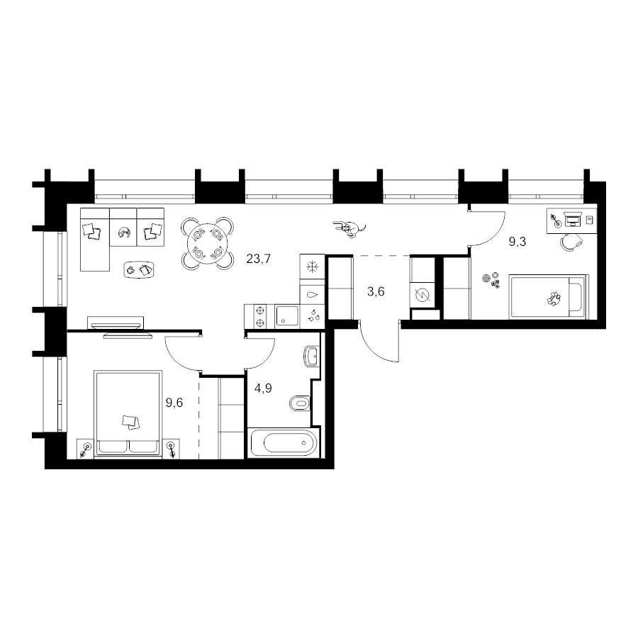 3 ккв (Евро) 53,2 м²