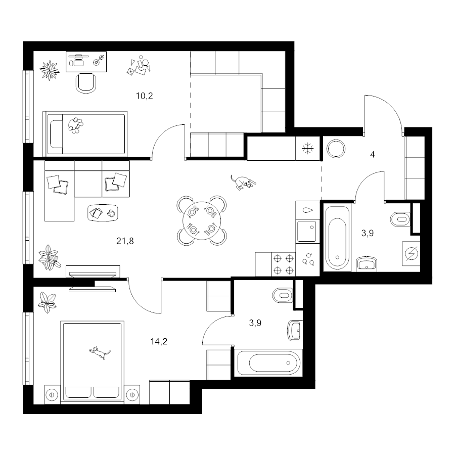 3 ккв (Евро) 63,5 м²