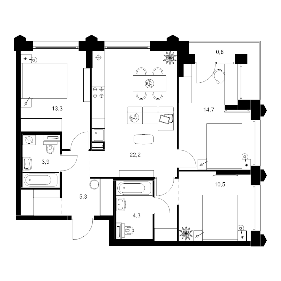 4 ккв (Евро) 80,2 м²