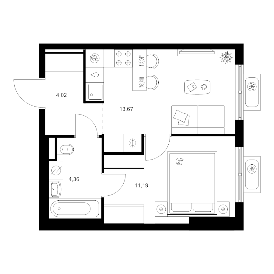 1 ккв 33,2 м²