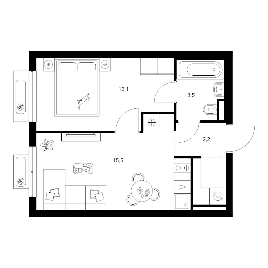 2 ккв (Евро) 35,3 м²
