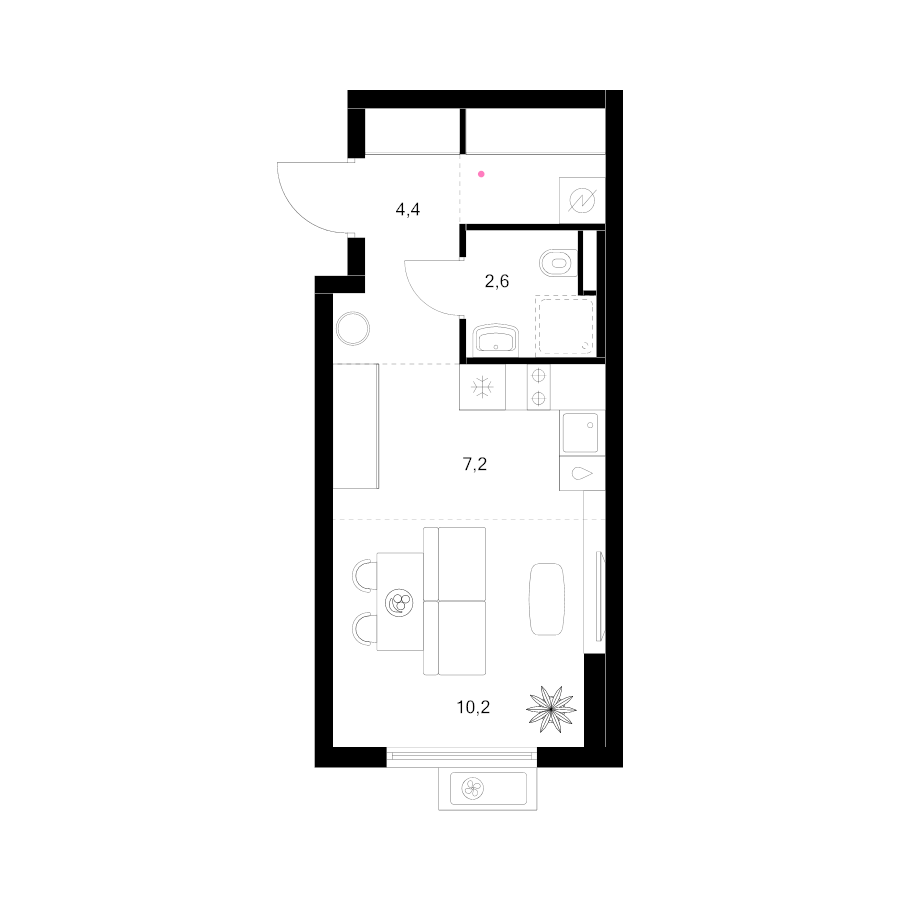 Студия 27,1 м²