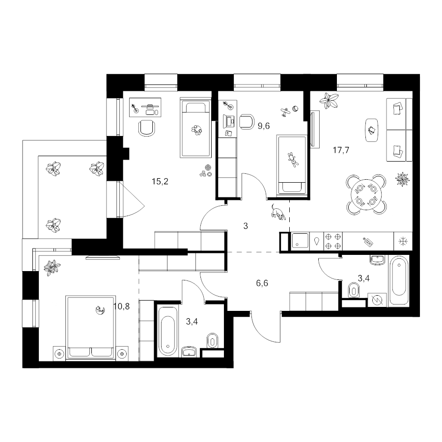 4 ккв (Евро) 77,1 м²