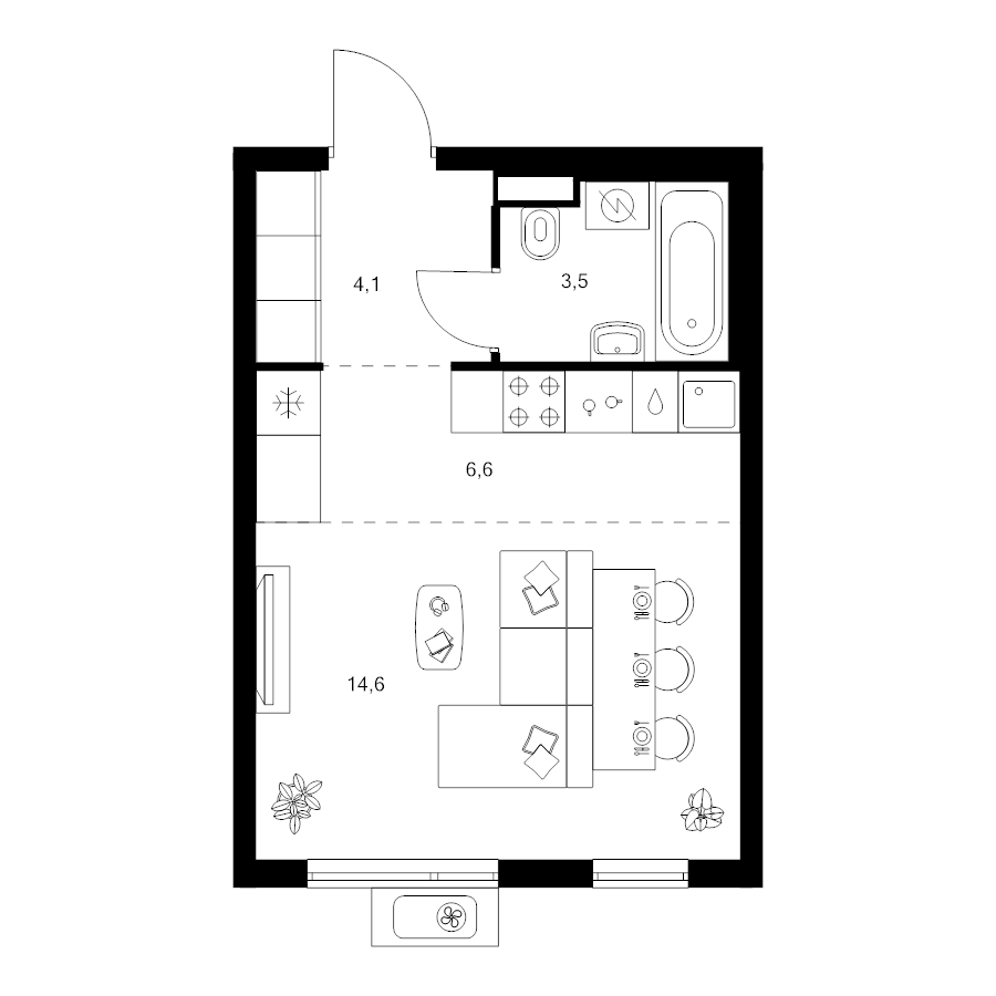 Студия 28,8 м²