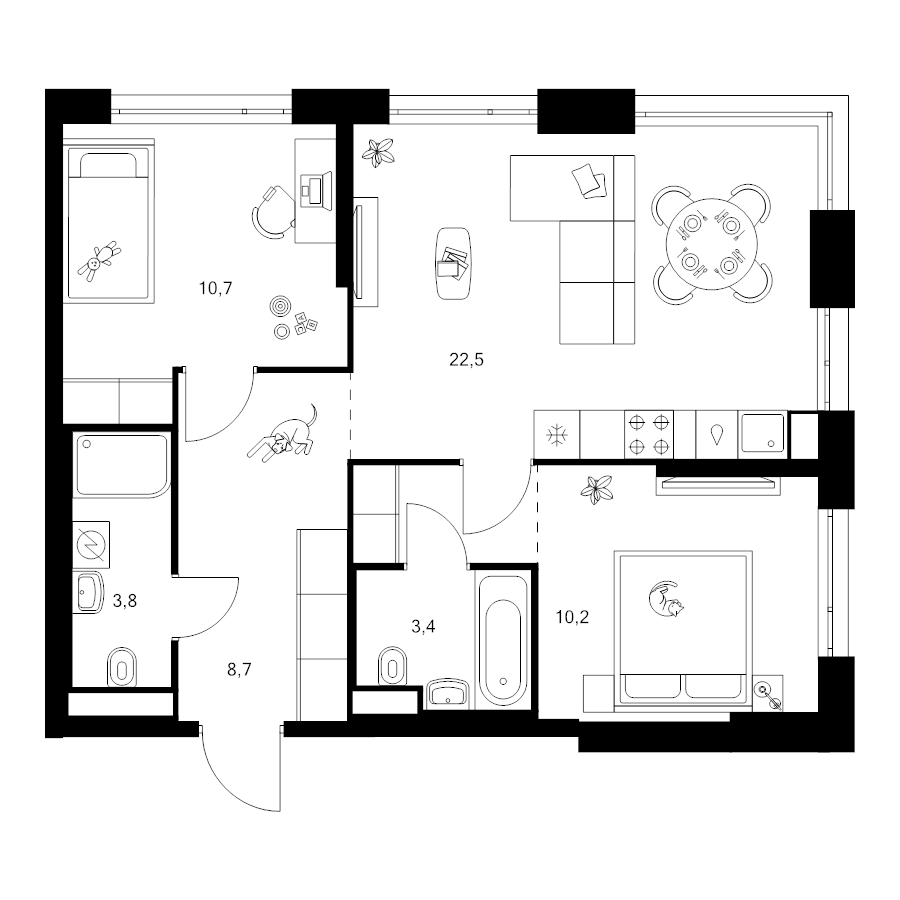 3 ккв (Евро) 62 м²