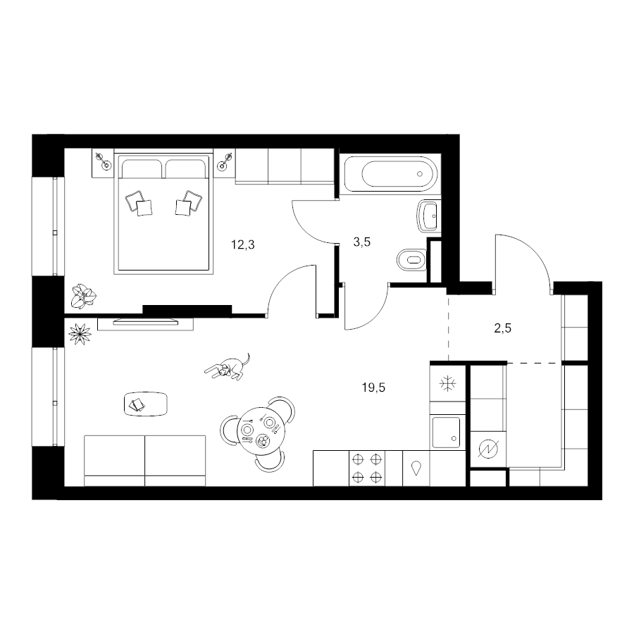 2 ккв (Евро) 41,6 м²