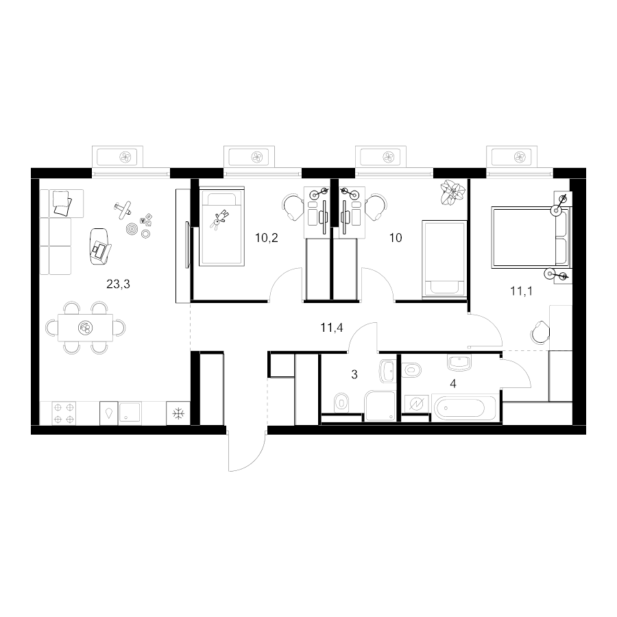 4 ккв (Евро) 78,6 м²