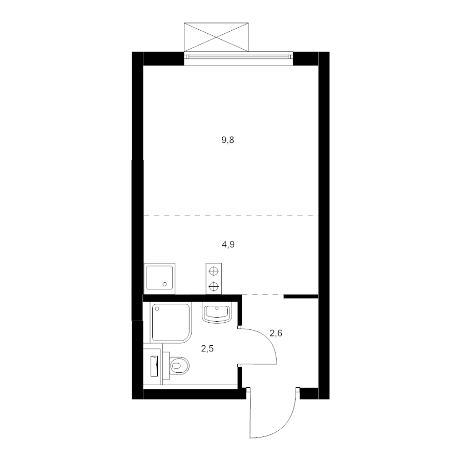 Студия 19,9 м²