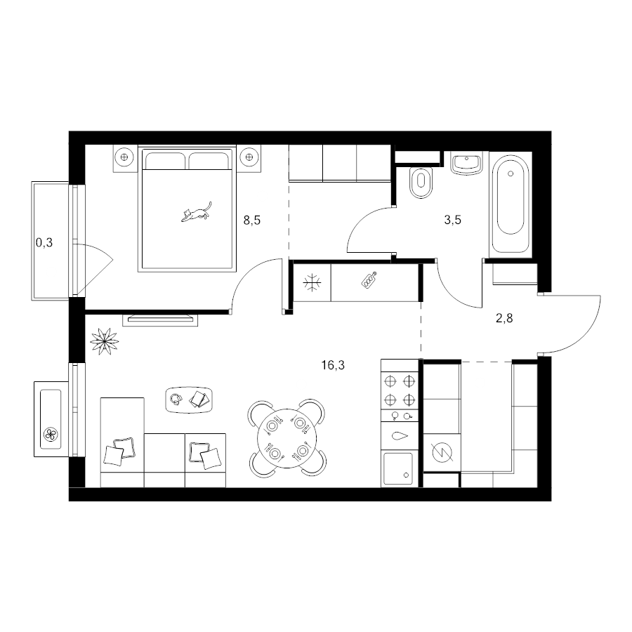 2 ккв (Евро) 37,8 м²
