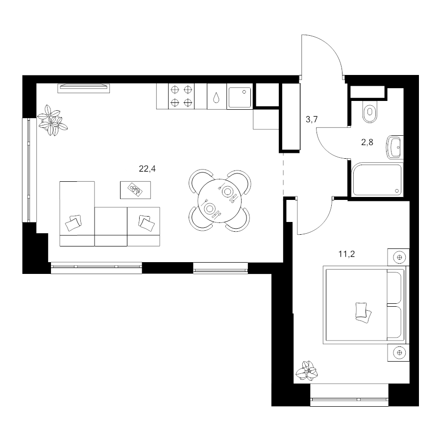 2 ккв (Евро) 40,1 м²