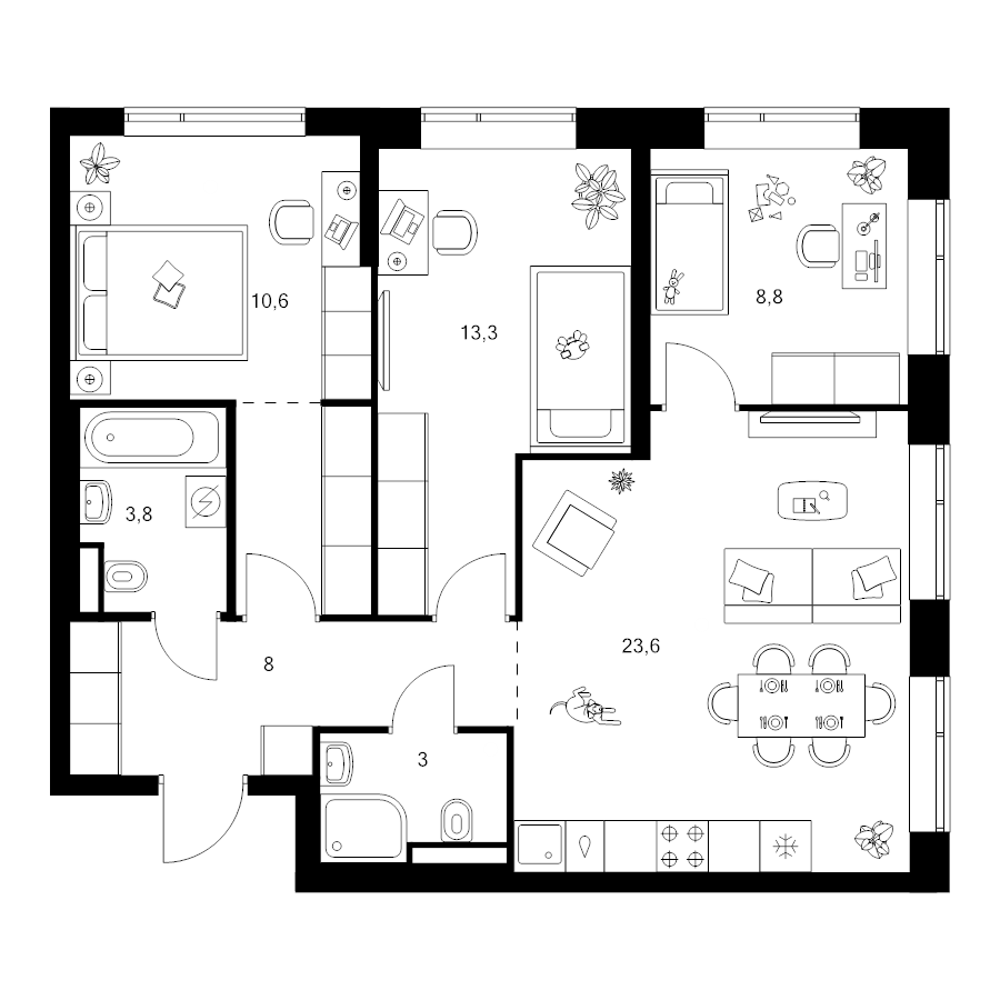 4 ккв (Евро) 75,1 м²