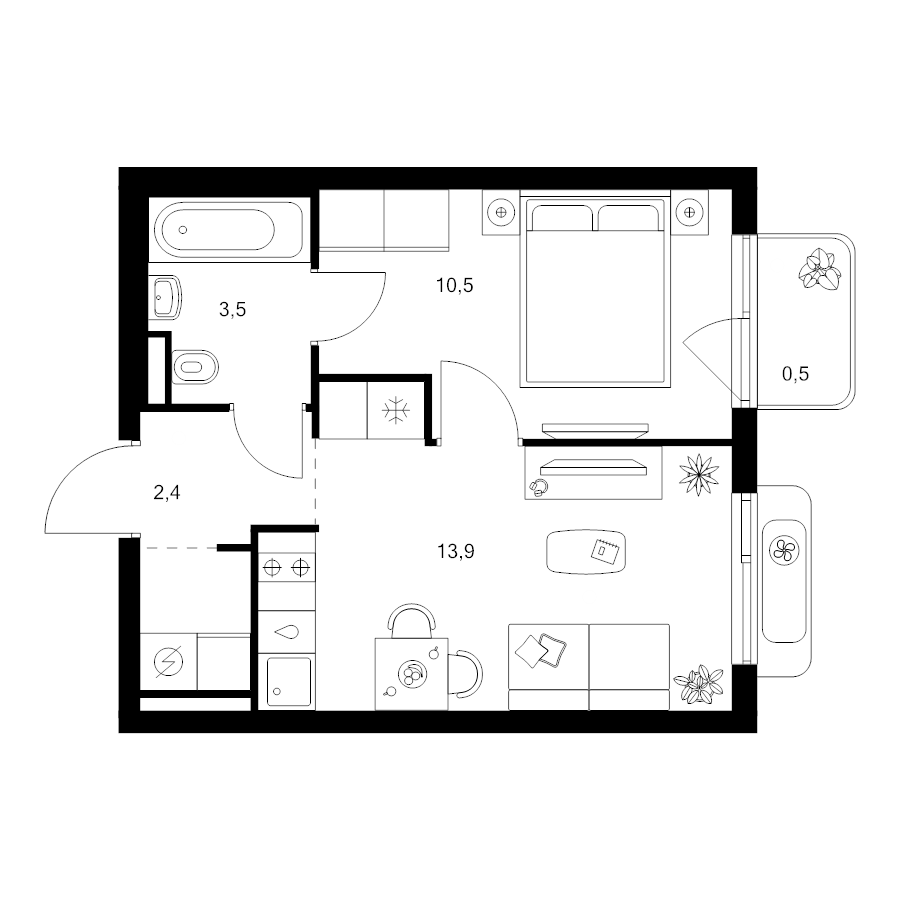 1 ккв 32,5 м²