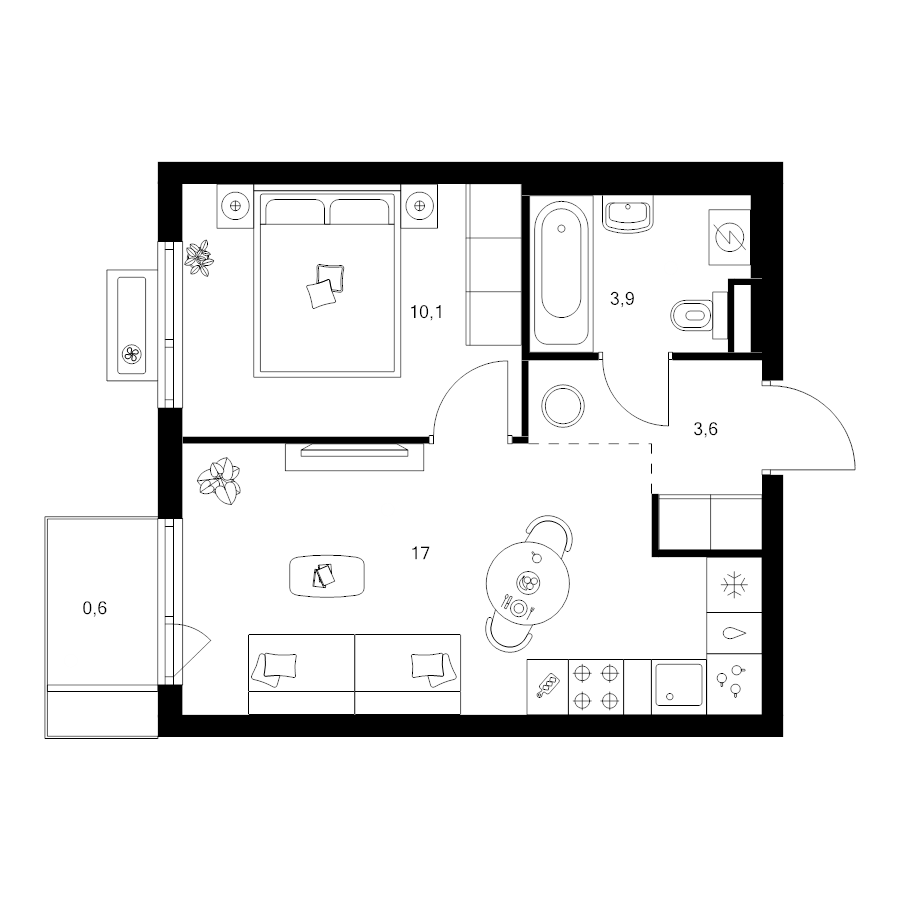 2 ккв (Евро) 35,2 м²