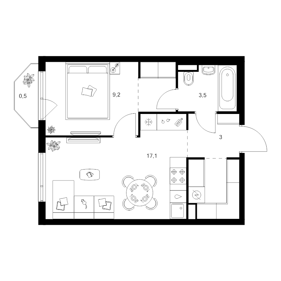 2 ккв (Евро) 39,7 м²
