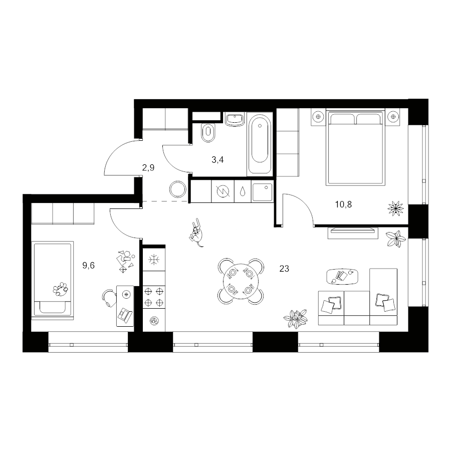 3 ккв (Евро) 49,7 м²
