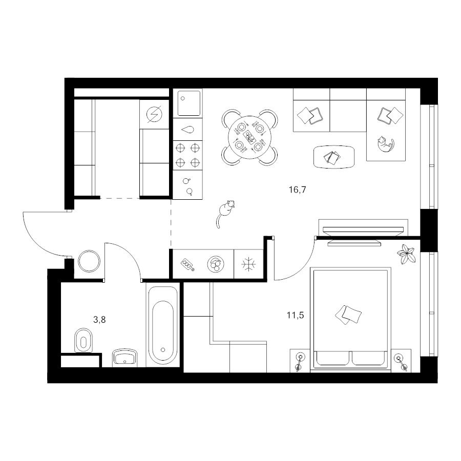 2 ккв (Евро) 39,1 м²