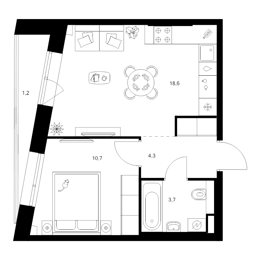 2 ккв (Евро) 38,5 м²