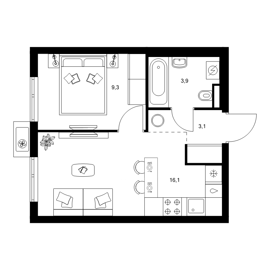 2 ккв (Евро) 32,4 м²